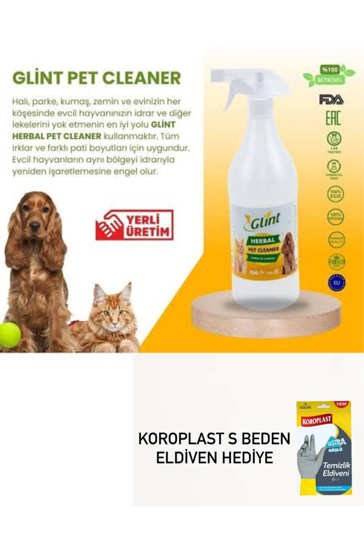 GLİNT Pet cleaner 1 litre koroplast temizlik eldiveni hediyeli