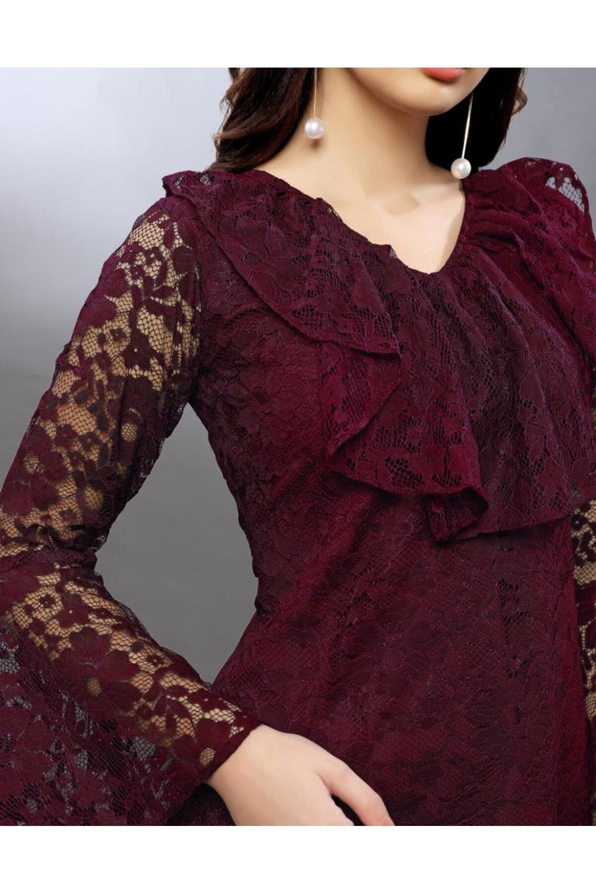 iza-Beguiling Maroon Coloured Net Russell Net Tops 5