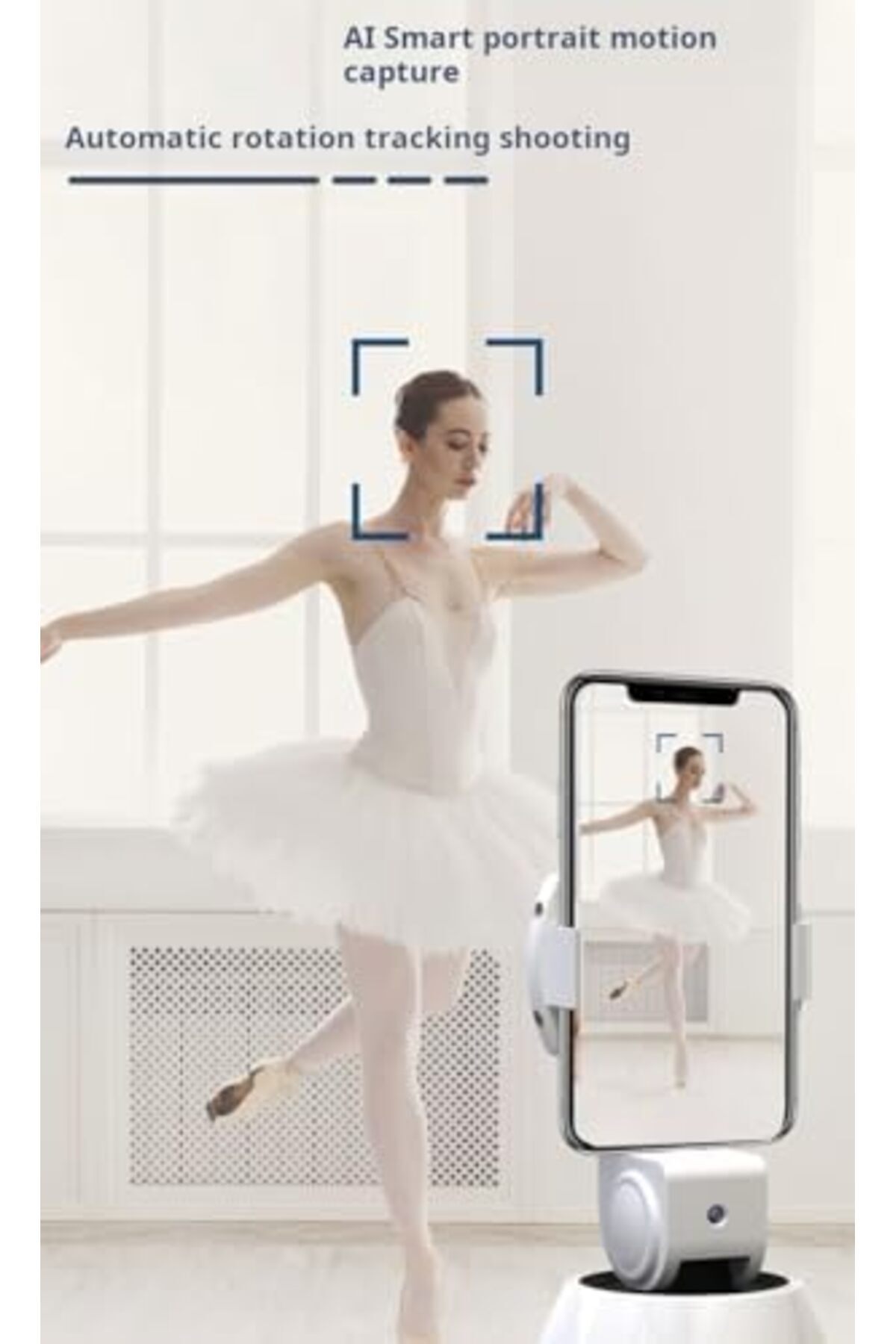 Generic-Auto Face Tracking Tripod, 360° Rotation Face Tracking Phone Mount No App Required 3