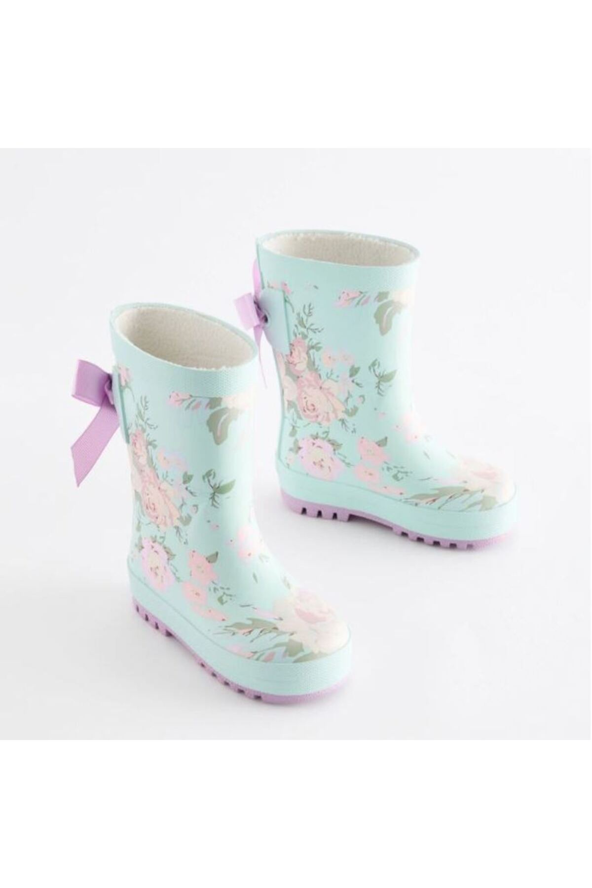 چکمه‌های لاستیکی گلدار آبی فیروزه‌ای با پاپیون Next