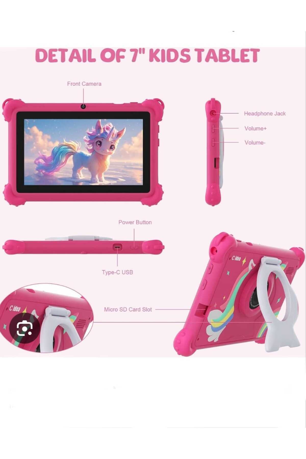 CIDEA-C idea CM88 Android Kids Smart Tablet 7-Inch Display,256 GB ROM,Wi-Fi and Bluetooth Built-in Stand, 3