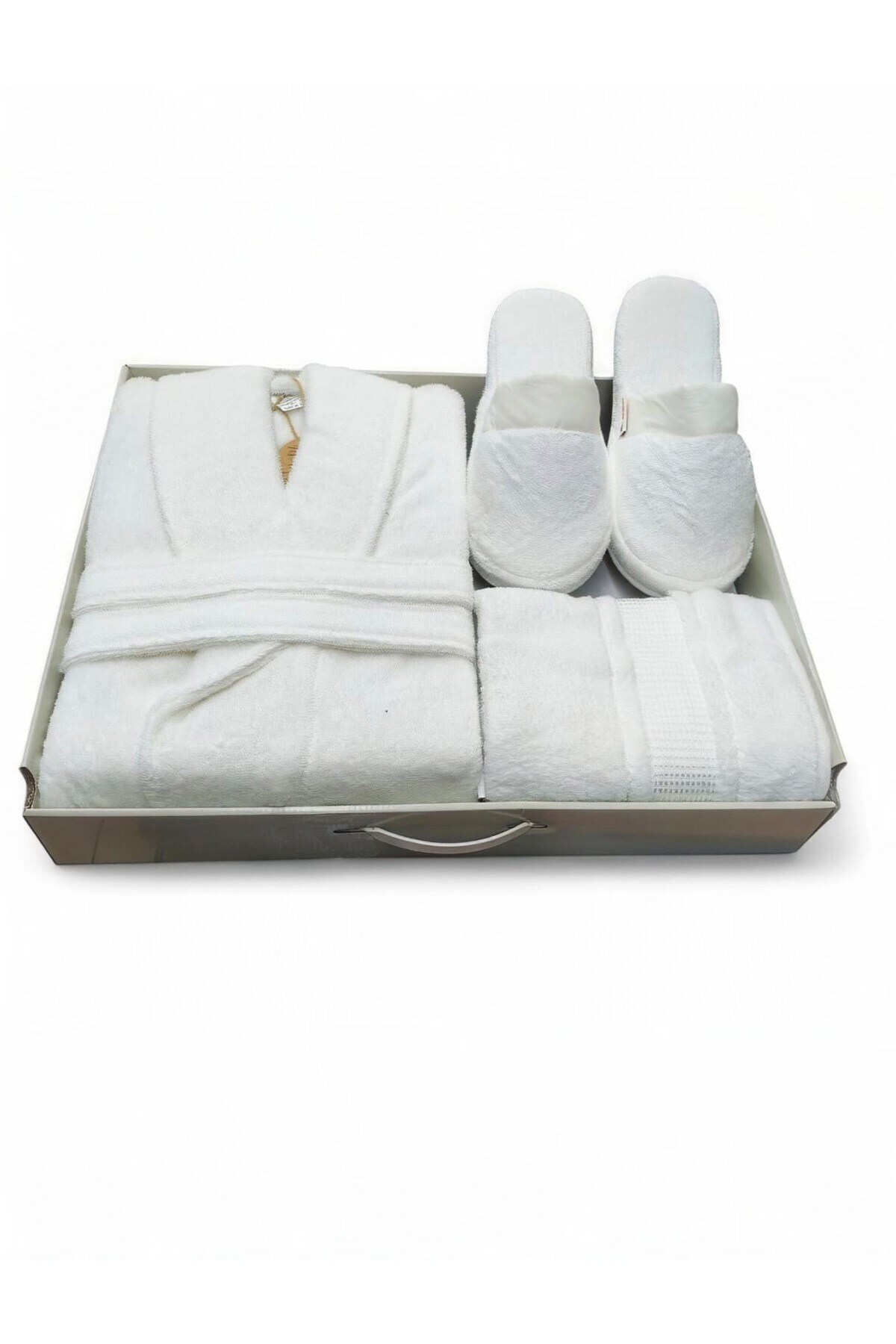  حوله حمام یقه شالی Colourist + حوله سر + دمپایی - سایز L