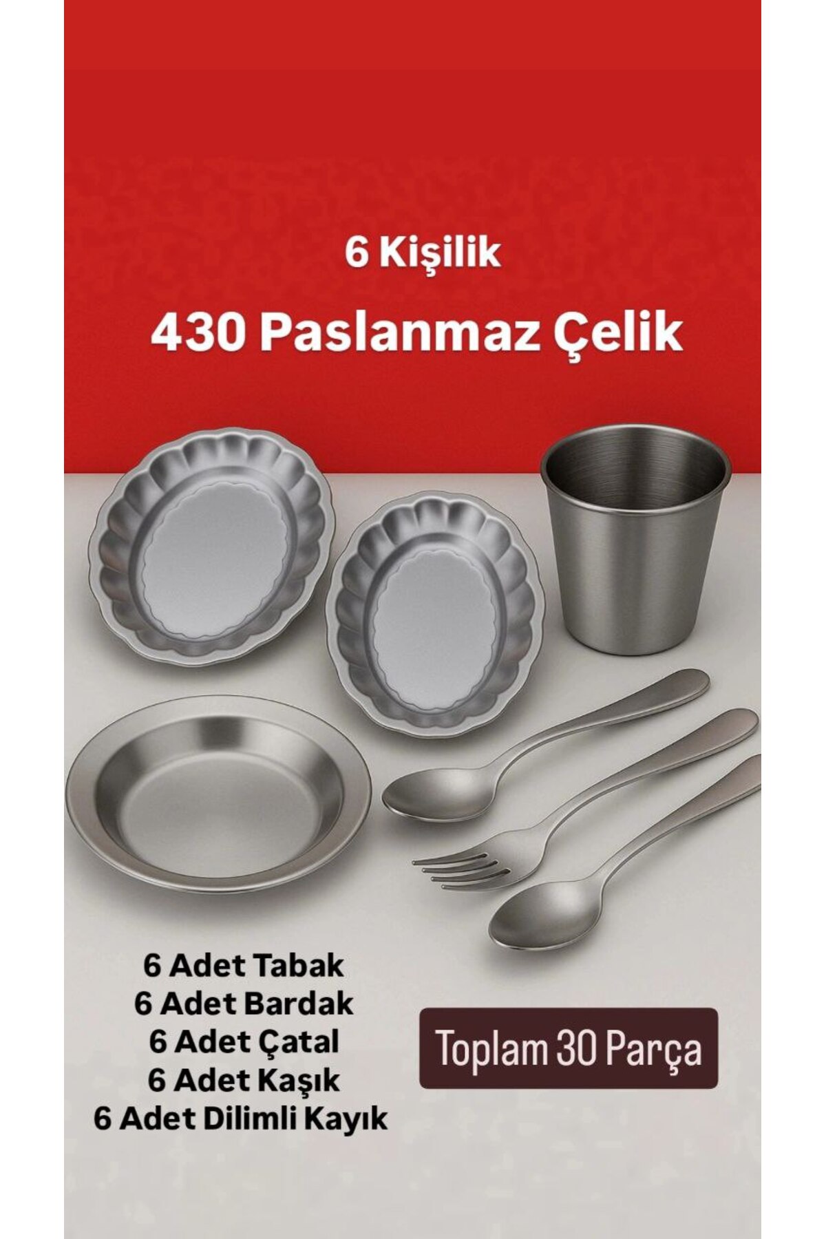 Y in yacht 銀メッキ菓子皿、ステンレスフォークセット Metler Paslanmaz Çelik Kamp Piknik Seti 6 Kişilik | Tabak Çatal