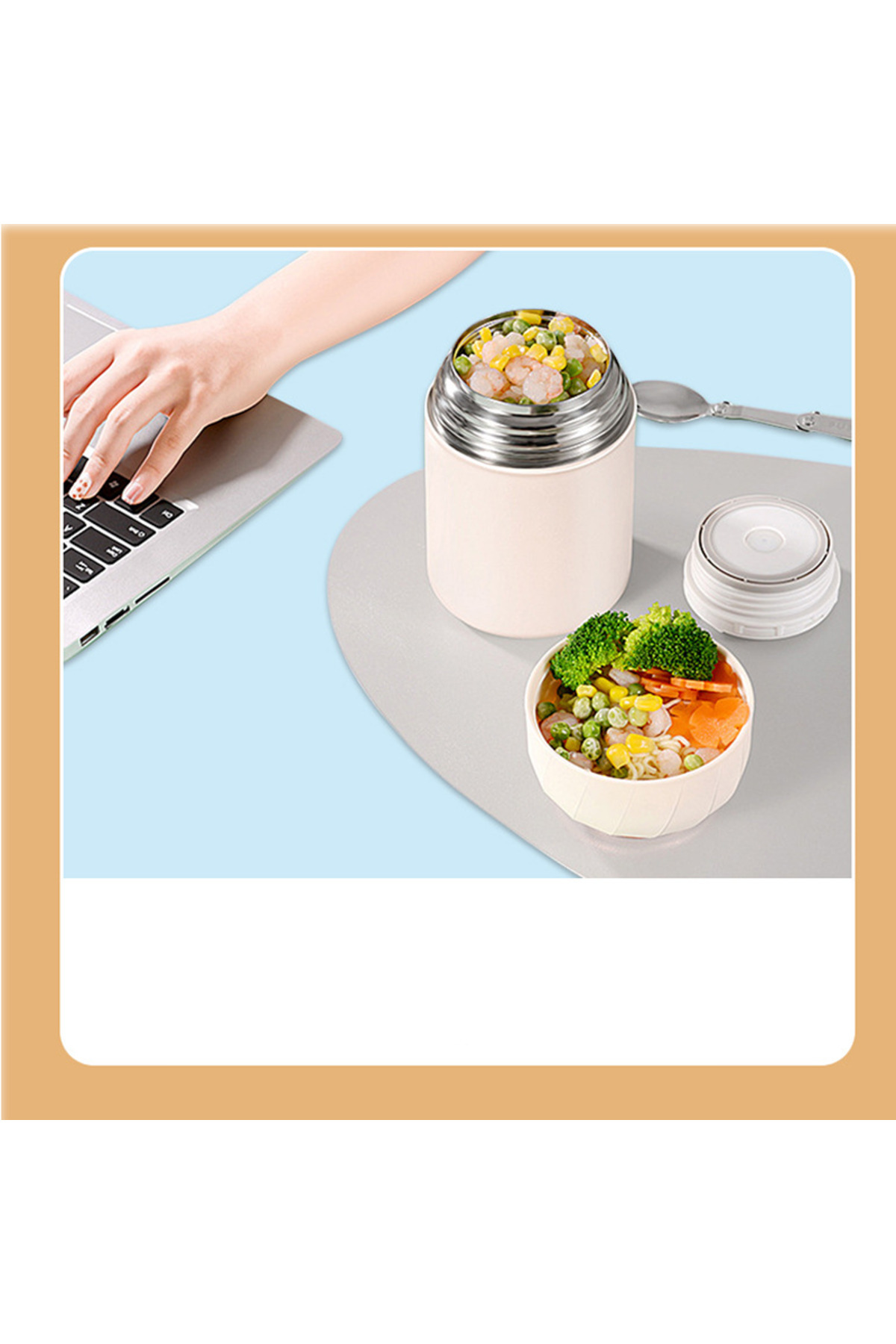 jojobebek Beyaz Renk Premium Paslanmaz Çelik Termos, Çelik No:316, 500 ml, ( 24+ Ay) fotoğrafı 7 (önizleme)