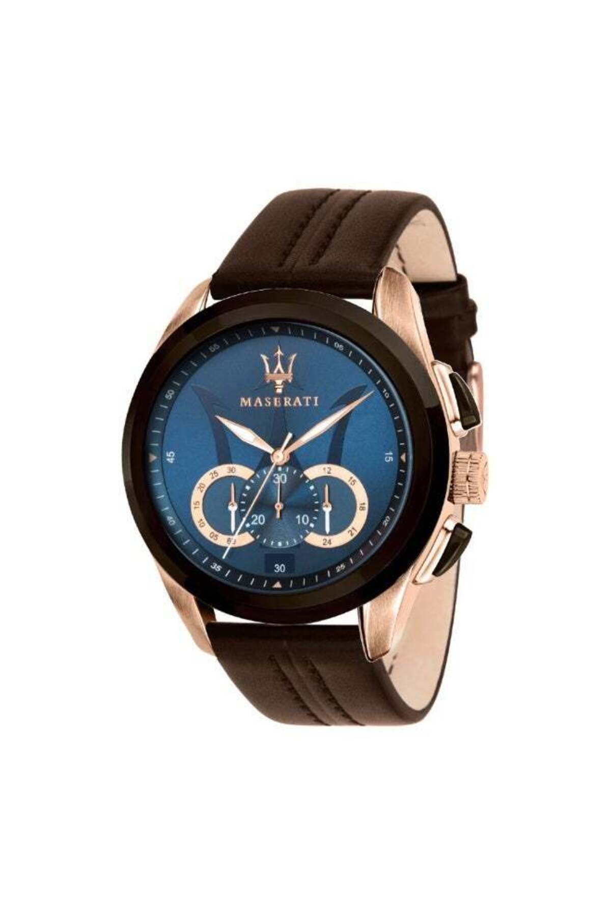 ساعت کرونوگراف مردانه تراگوآردو مدل R8871612024 - صفحه آبی ۴۴ میلی‌متری، قاب رزگلد