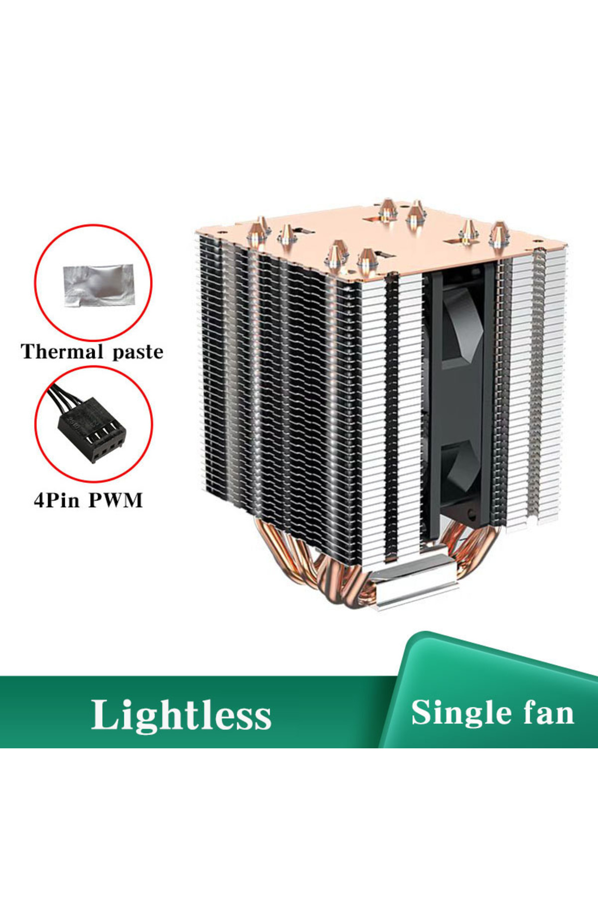 Choice1-كما هو موضح LGA2011-X79-X99-E5 بدون إضاءة - مروحة واحدة و6 أنابيب حرارية ARGB مبرد هواء وحدة المعالجة المركزية 4 سنون PWM وحدة معالجة مركزية هادئة C 1