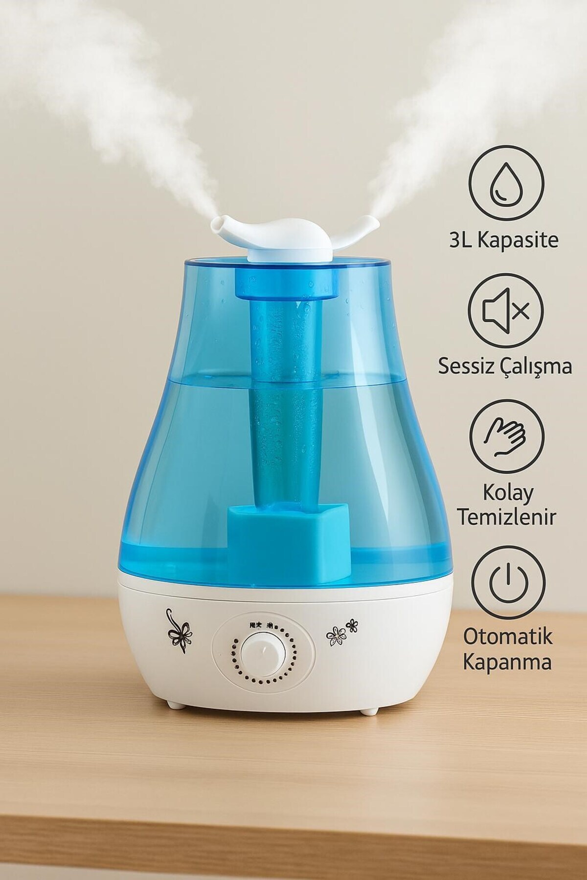 M90 3 Litre Ultrasonik Hava Nemlendirici Ve Buhar Makinesi- Bebek Ve Çocuk Odası Aroma Difüzörü