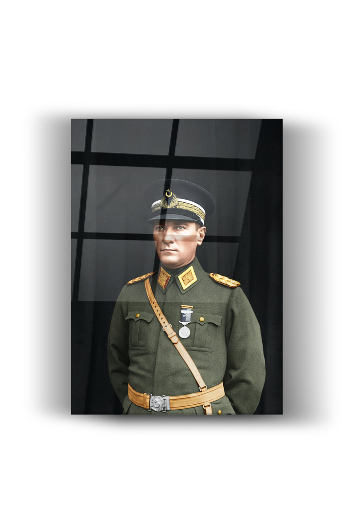 Mustafa Kemal Atatürk Portre Cam Tablo- Ev- Ofis-Okul Dekorasyonu-DİKEY