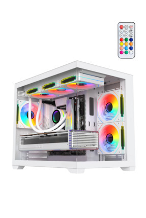 Revenge Terranova Kumandalı 6 RGB Fanlı Nova Beyaz Midi Tower Cam Panel Gamin...