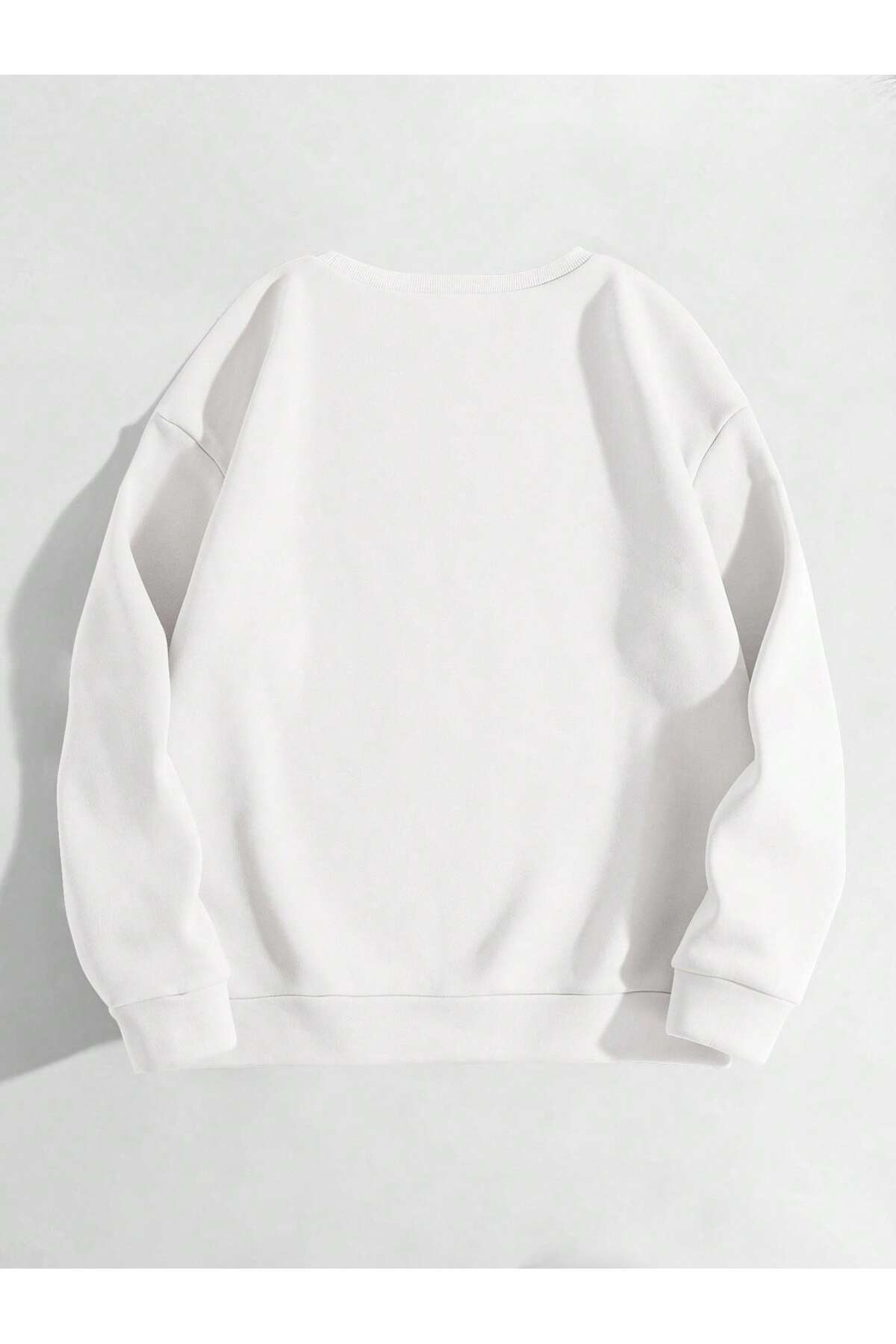 Deocept Unisex Beyaz Oversize Cherry Sweat Baskılı Bisiklet Yaka Sweatshirt görsel 2