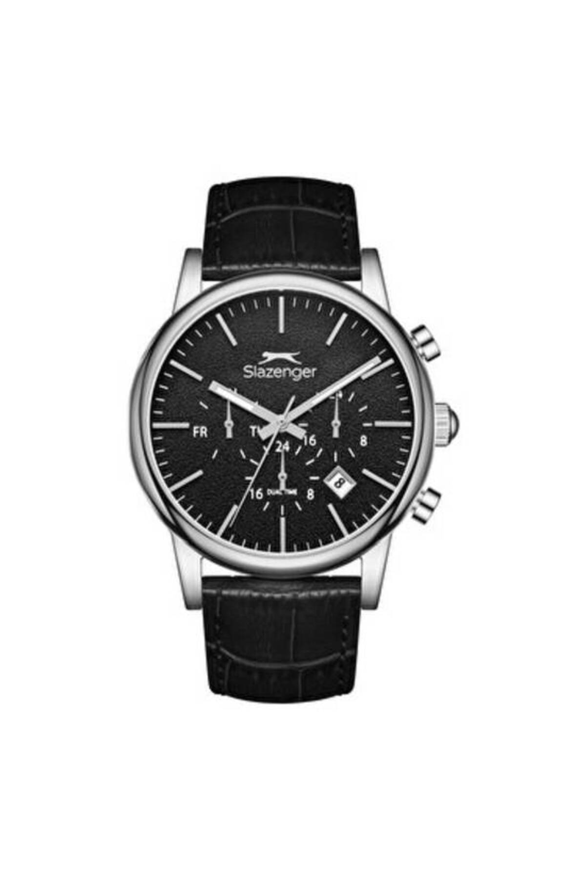 ساعت مچی مردانه کوارتز چرمی مشکی 40 میلی‌متری SL.09.2481.2.02 اسلازنگر ساعت Slazenger