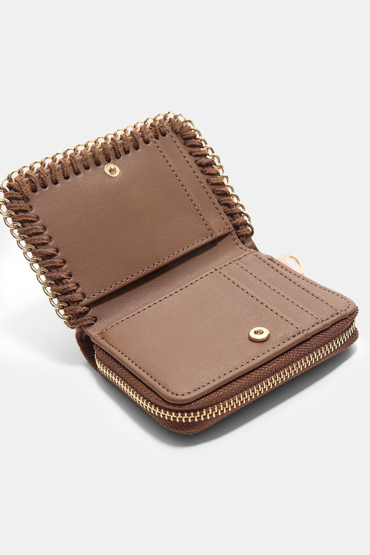 Stradivarius  Zincir Detaylı Fermuarlı Cüzdan - Görsel 4