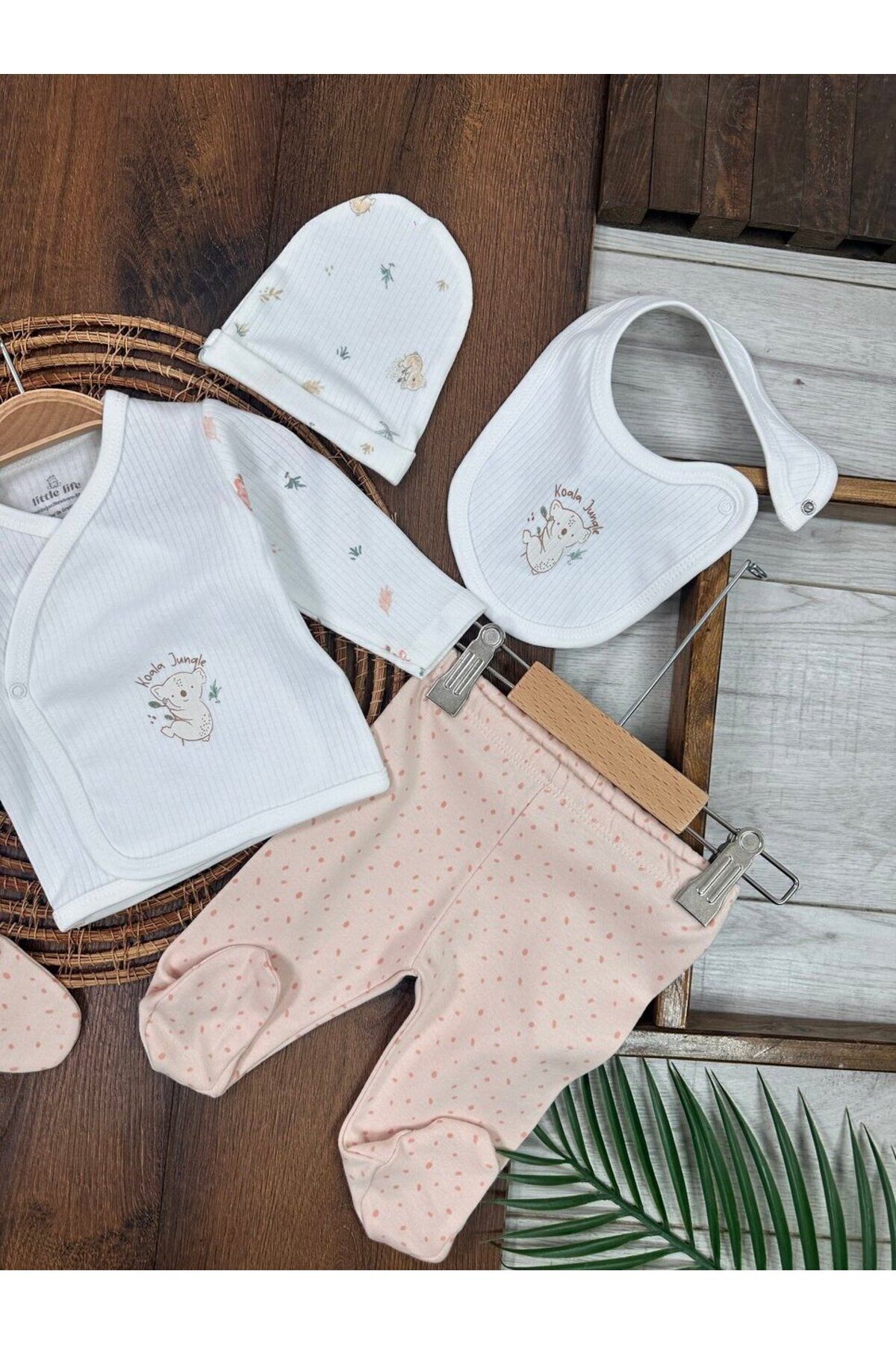 Kids Kingdom Koala Detaylı Pamuklu Kız Bebek 5li Hastane Çıkış Seti fotoğrafı 2 (önizleme)