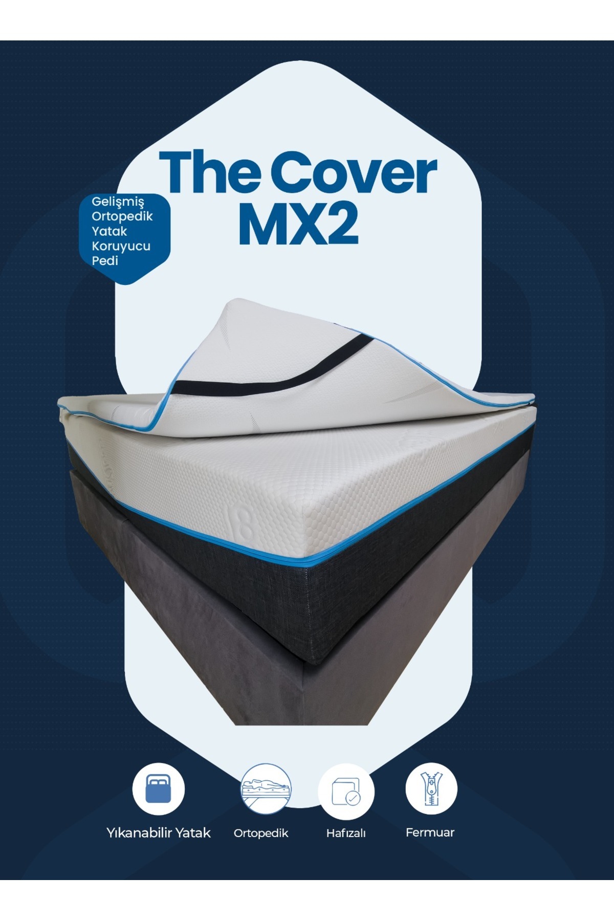 MEG'A Bedding Cover MX2 Gelişmiş Ortopedik Soft Sünger Yatak Sertleştirici Yıkanabilir Fermuarlı Kılıf Yatak pedi