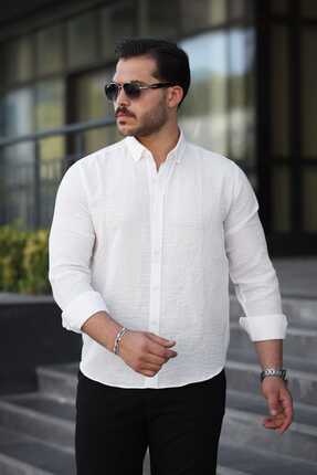 Newelli Keten Pera Kumaş Dökümlü Regular Kalıp Erkek Gömlek