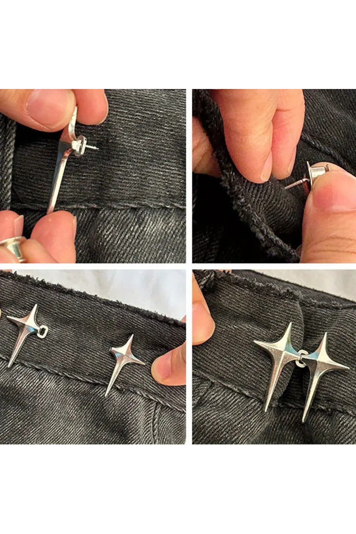 FESECRAFT  Gümüş Kuzey Yıldız Bel Daraltma Aparatı Klipsler Pantolon Beli Daraltma Broş - Görsel 5