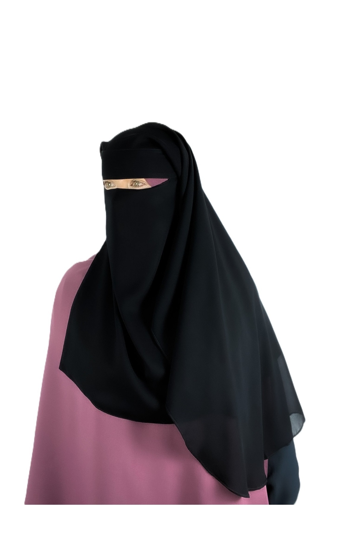 Perfectory-2 Layer Chiffon Niqab with Back Tying Cord Breathable Face Veil 7