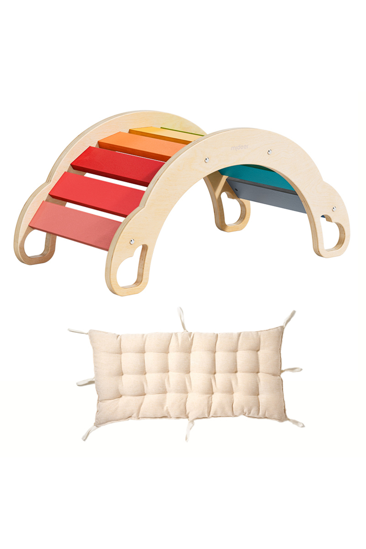 صندلی صخره‌نوردی چوبی رنگین‌کمان