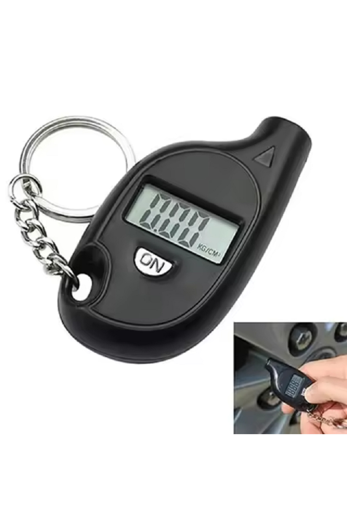 LCD Digital Tire Pressure Gauge Mini Tyre Air Pressure Gauge with Keychain for Car Truck Motorcycle AE0-Gauge, one size