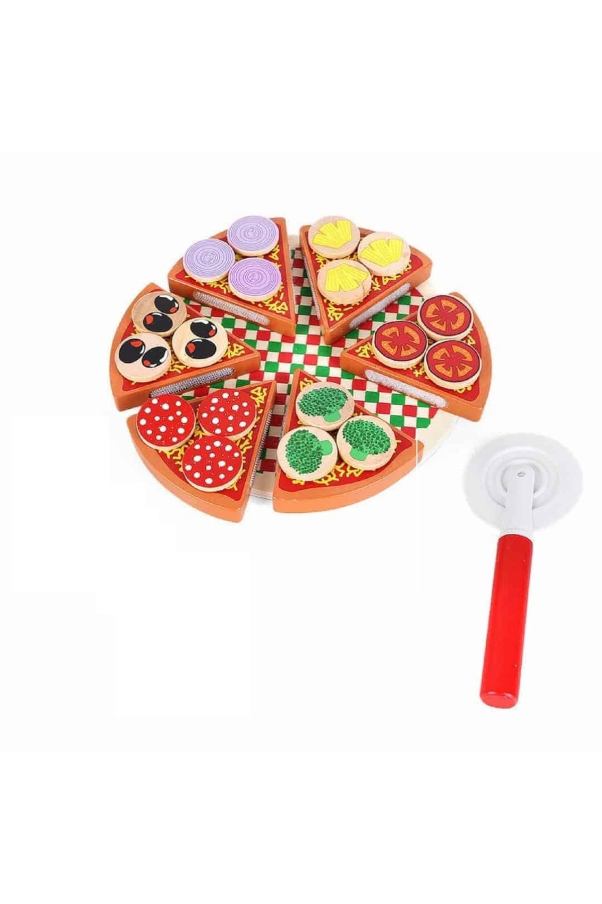 SDX Market-Educational wooden game Pizza Red with slicer 1