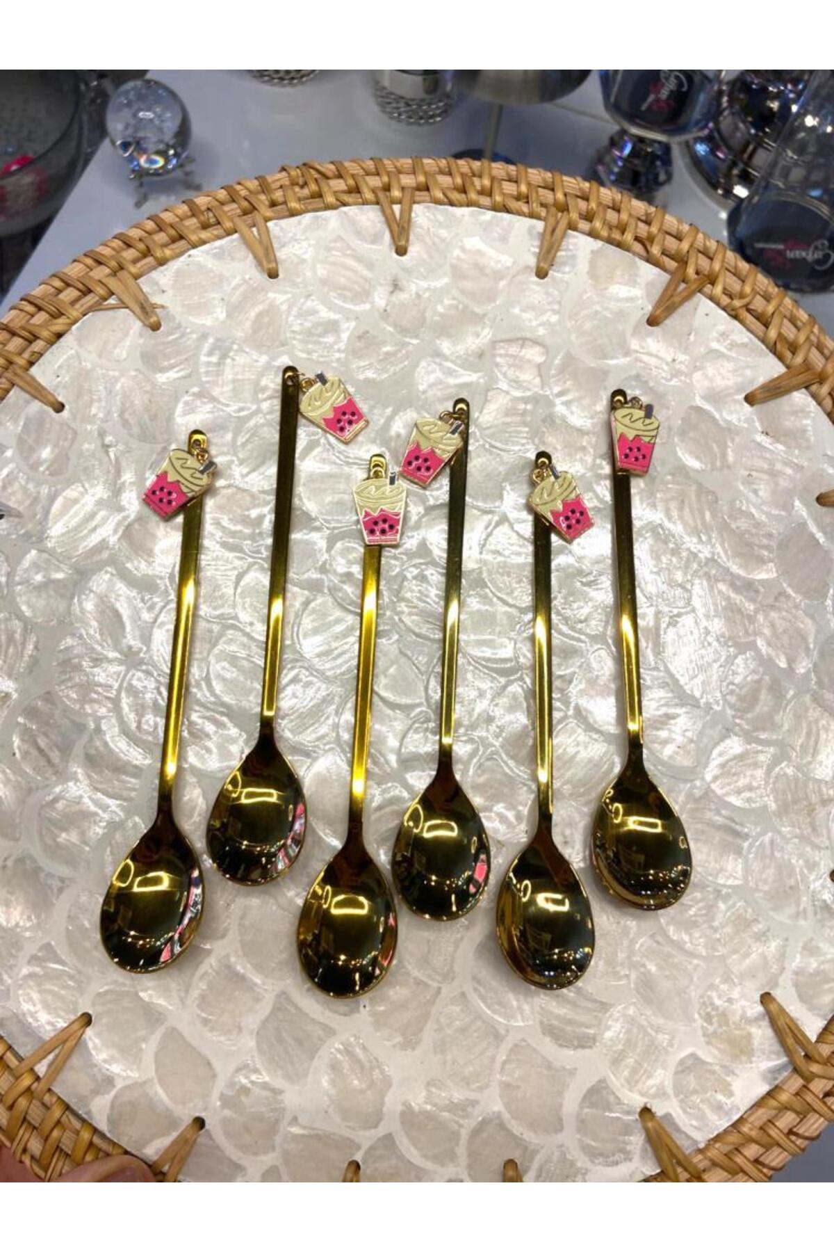 ALTIN CUPCAKE DESEN 6'LI KAHVE/ÇAY KAŞIK