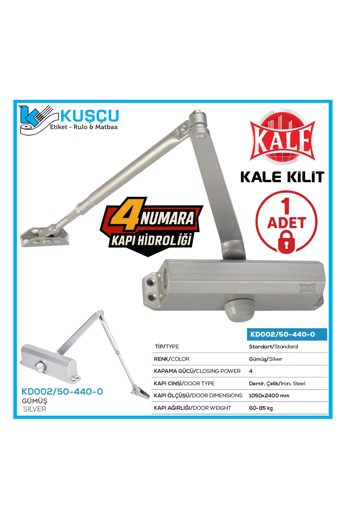 Door Hydraulics Number 4 (SILVER) 60-85 KG /KD002/50-440-0