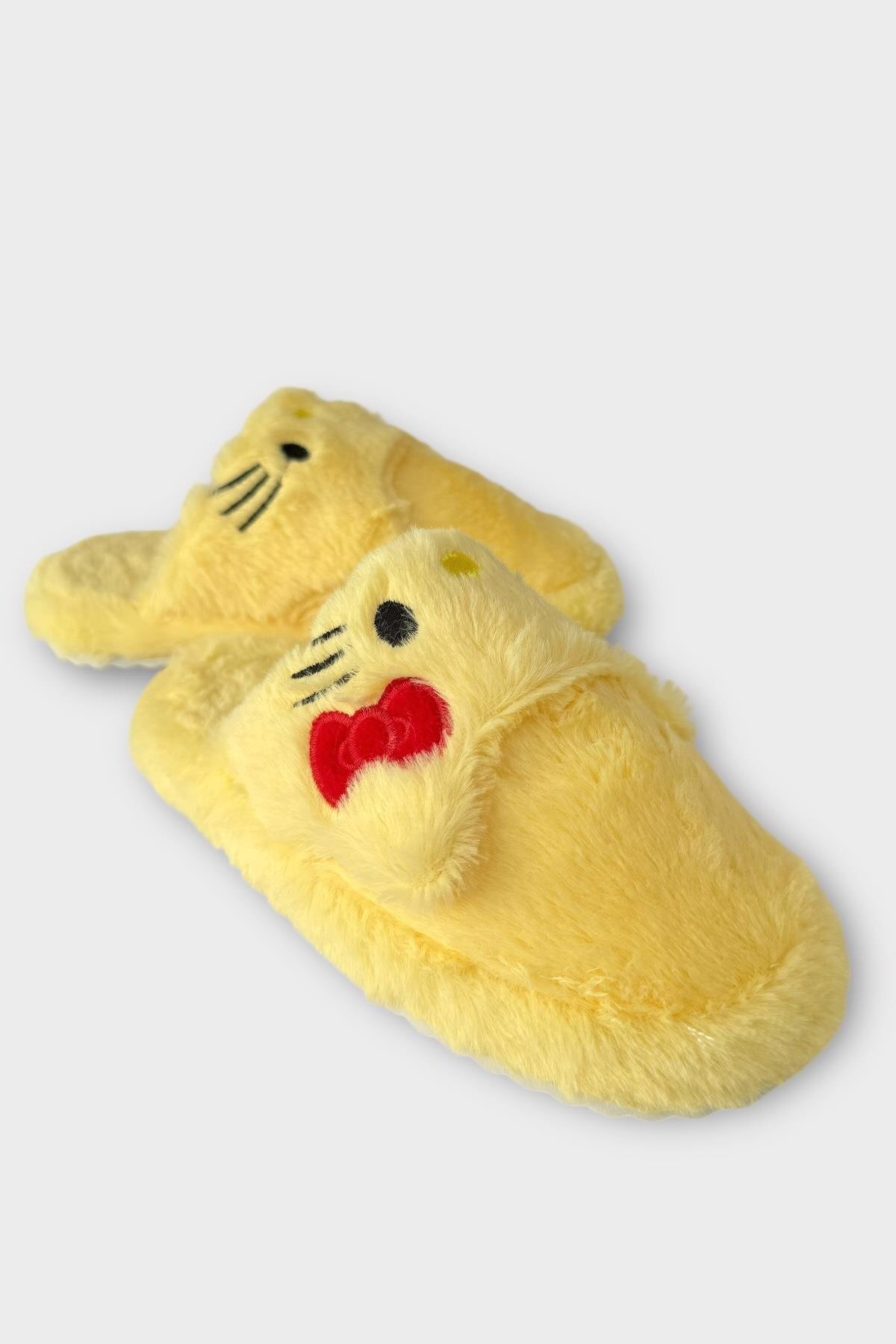 Liger Kışlık Kadın HelloKitty Figürlü Kaydırmaz Taban Ev Ayakkabısı Panduf SARI görsel 2