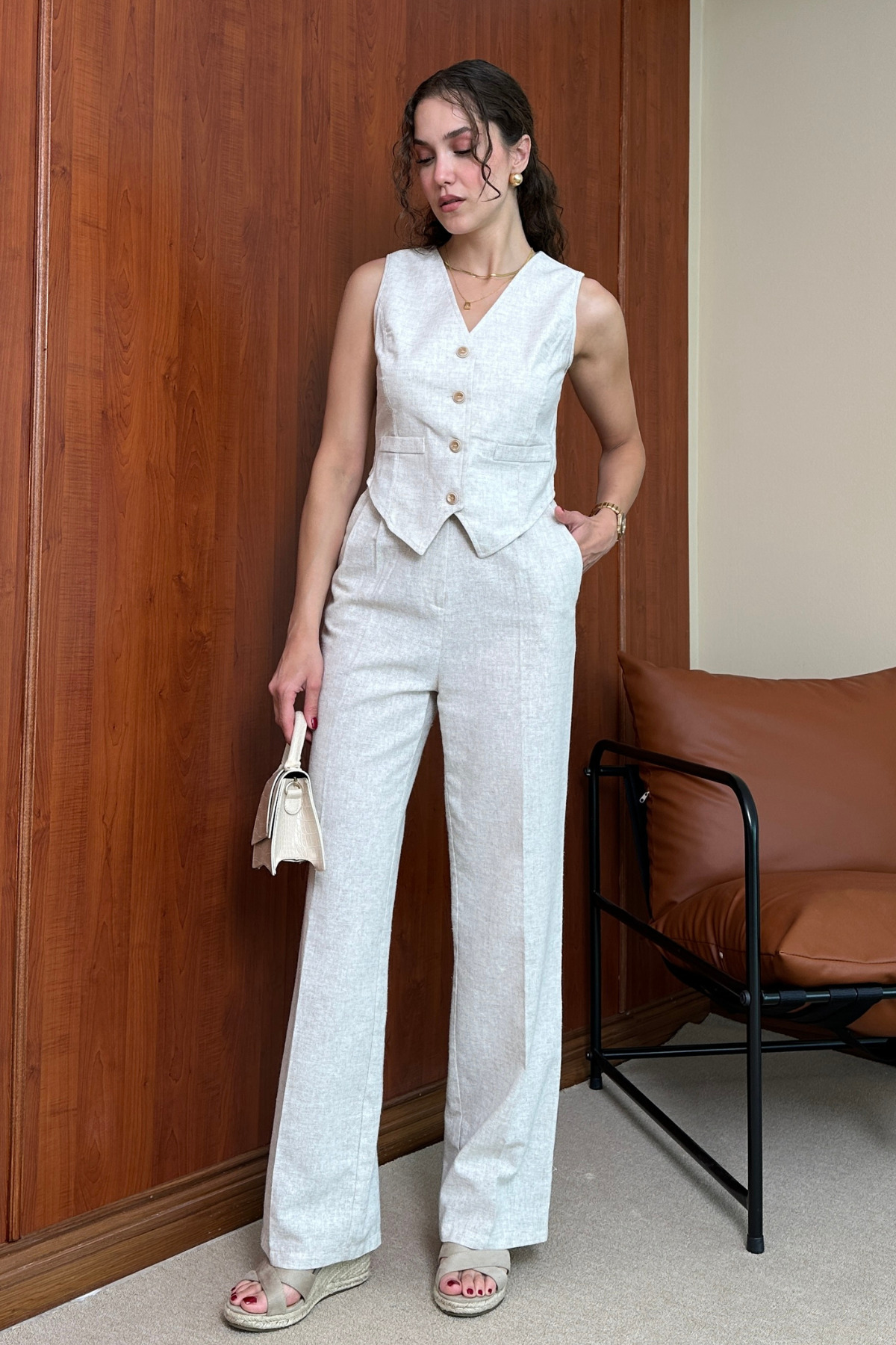 Butik Modana  Ham Keten Palazzo Pantolon