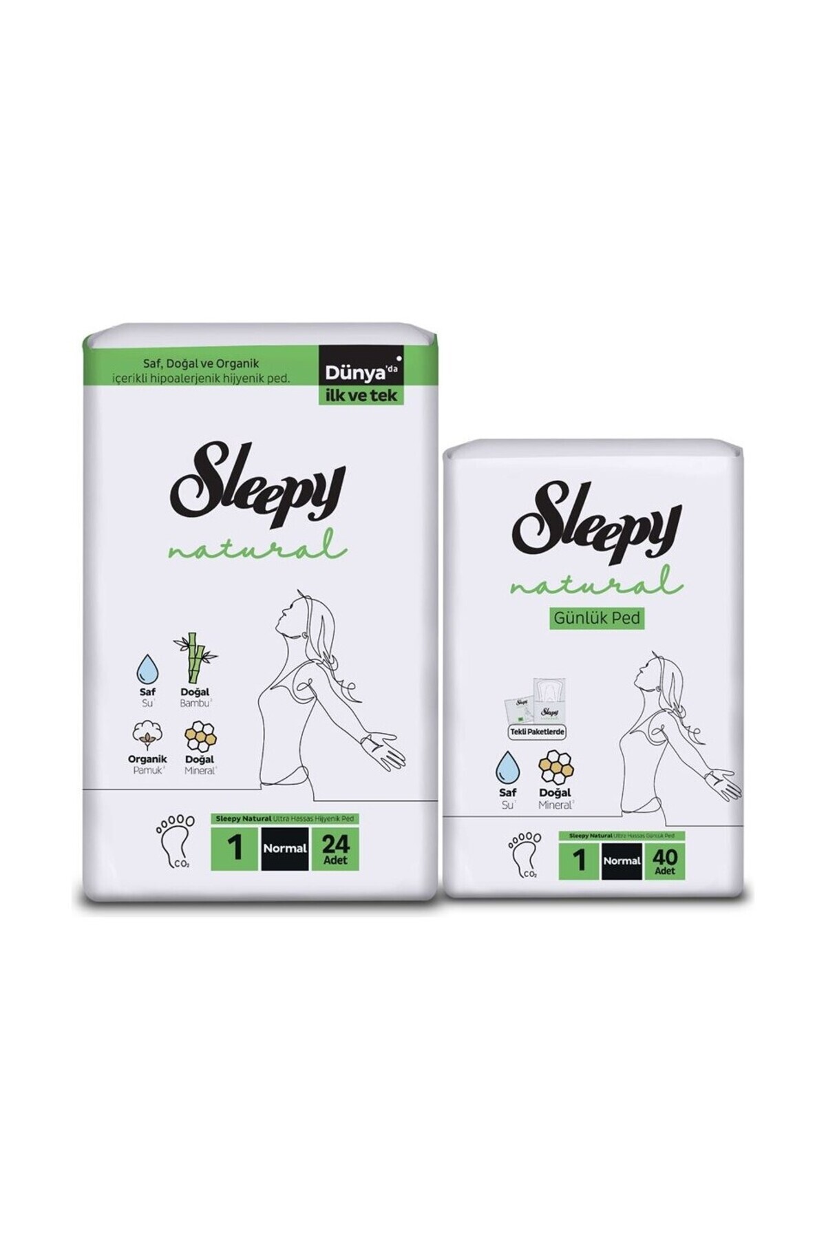 Sleepy Ekonomik Ikili Paket (Natural Ultra Hassas Hijyenik Ped Normal 24'Lü + Günlük Ped Normal 40'Lı)
