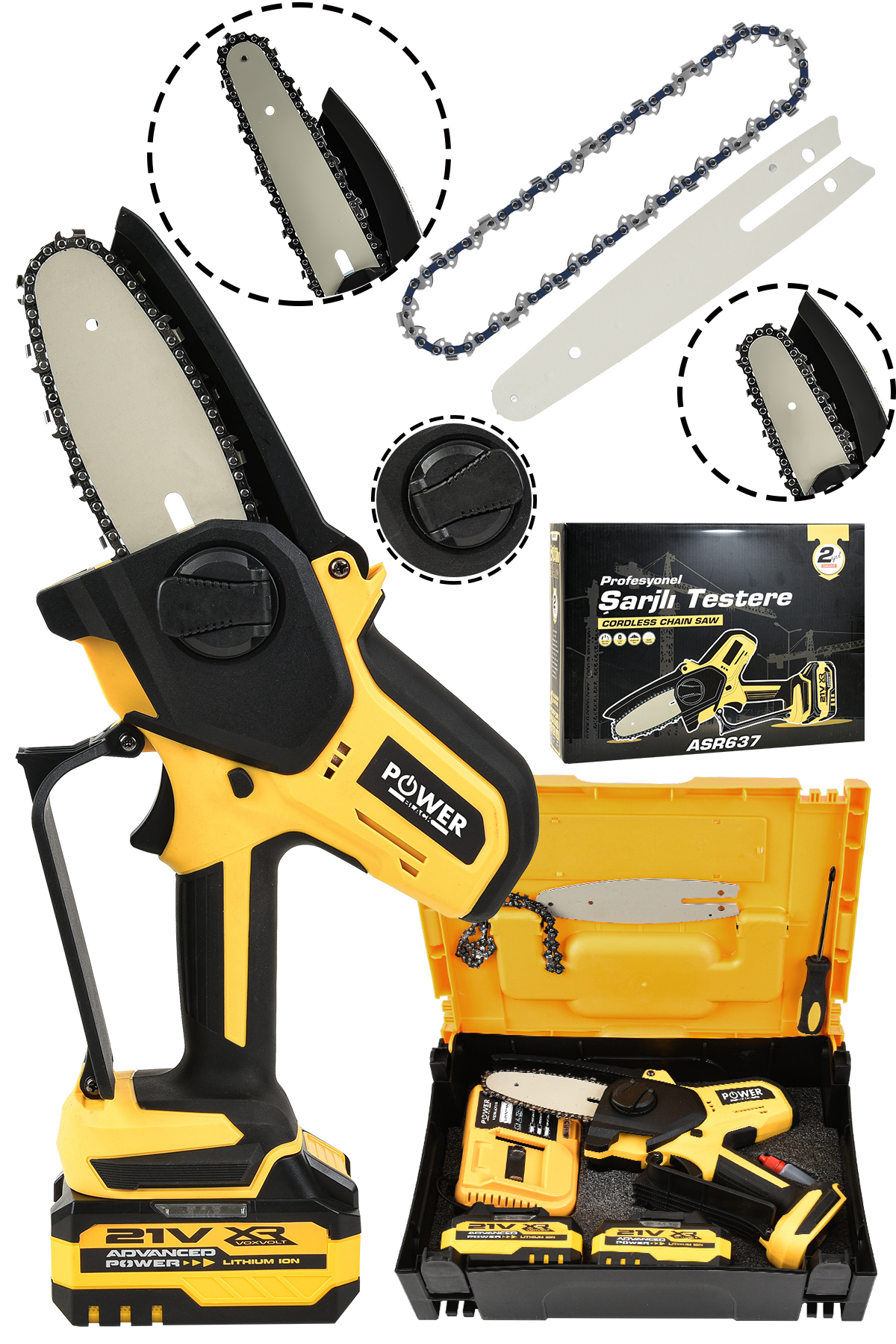 Power D EZ + DVD3枚 POWER BLACK Power Kömürsüz Motor Şarjlı El Testeresi Ağaç Odun Dal