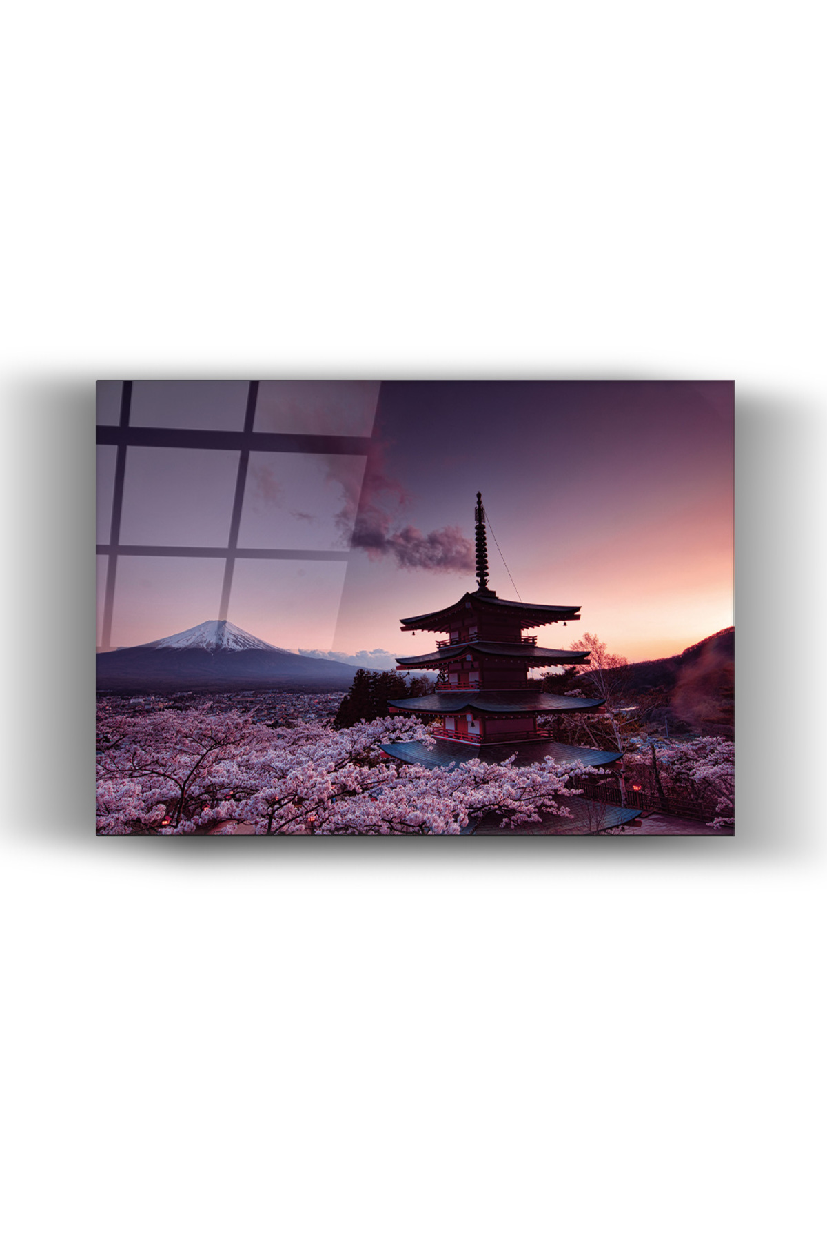 Japonya Manzaralı-Renkli- Cam Tablo-Ev-Ofis Dekorasyon-Sanat-Hediyelik