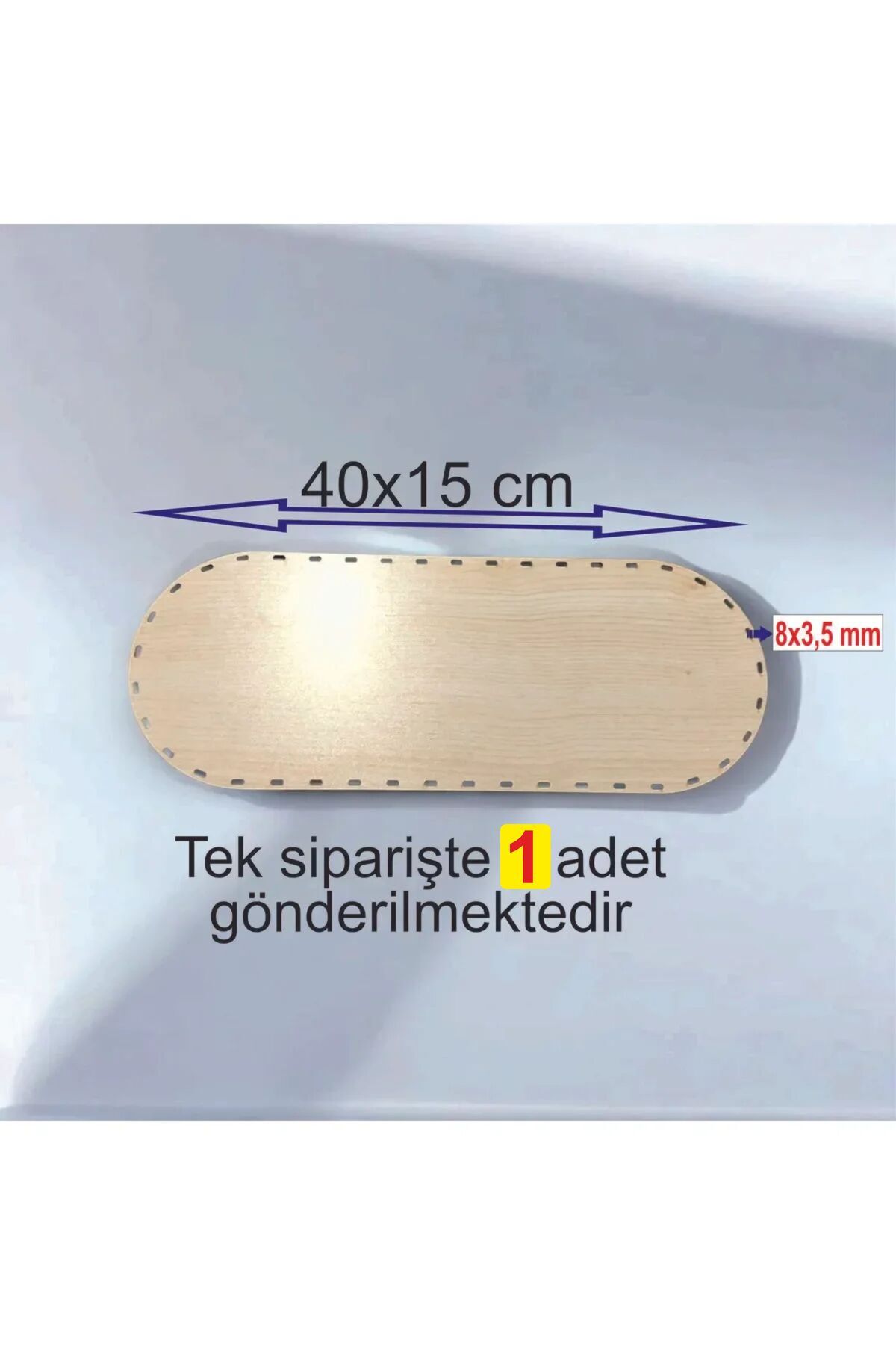 ASUDE HEDİYELİK Ahşap Krem 40x15 Cm 1 Ad Bambu Tepsi Örgü Plakası Supla Delikli Altlık Tığ Taban Işi Sepet Tabanı