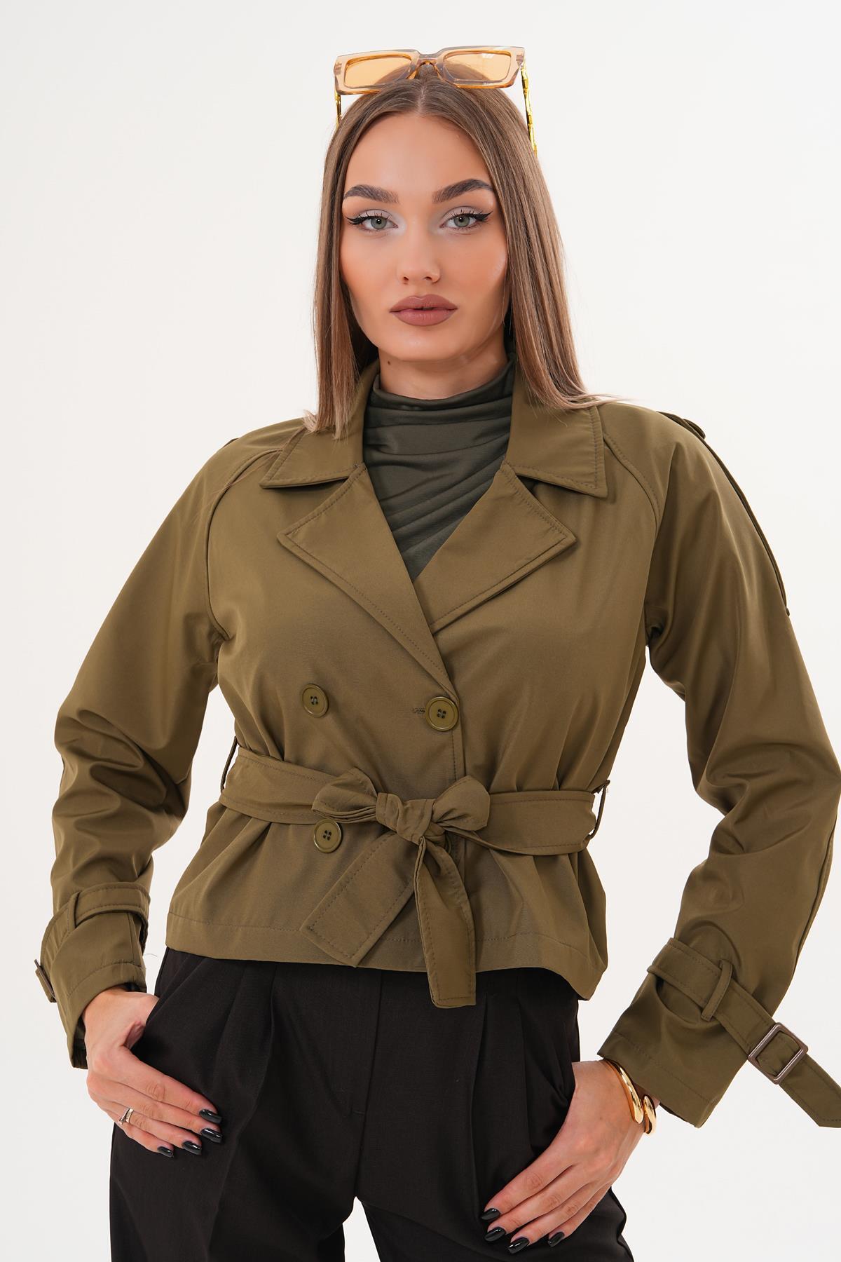 ŞİMAL Kadın Kuşaklı Kısa Trenckot 255129 - görsel 3