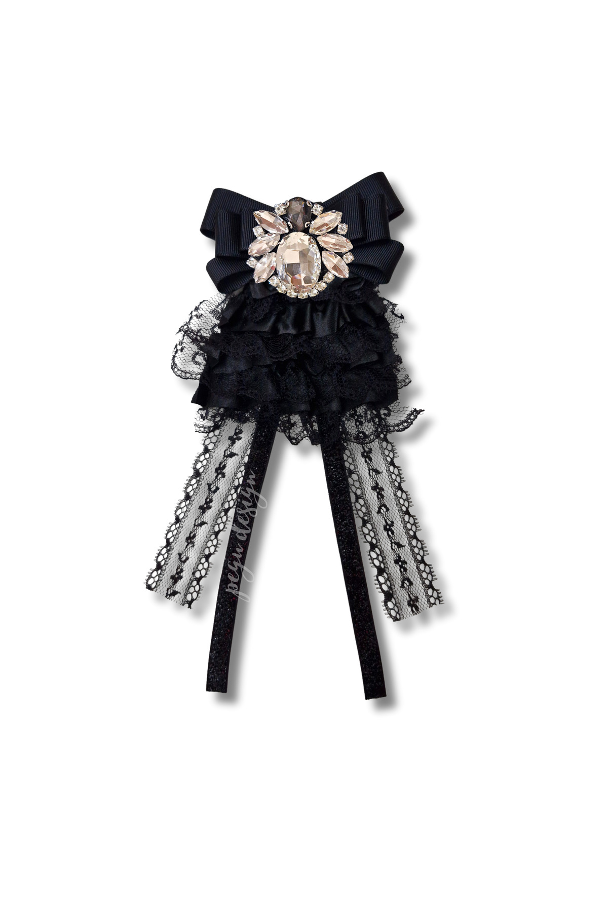 STYLE SHİNE SERIES BLACK RIBBON BROOCH,SCHOOL WORK , SHIRT JACKET COLLAR FLOWER 012