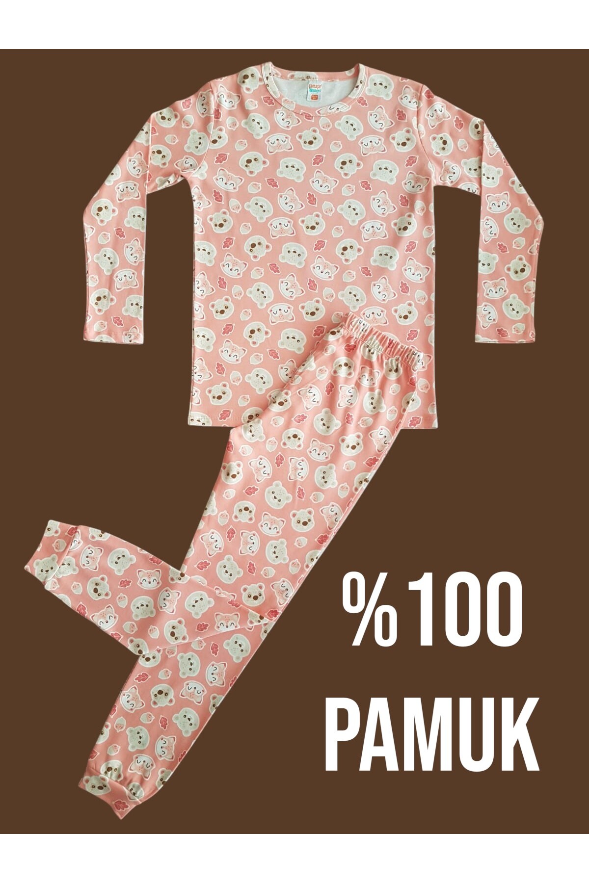 Long Sleeve Patterned Kids Pajamas Set # printedchildrenpajama care #laundry #leafpajamas