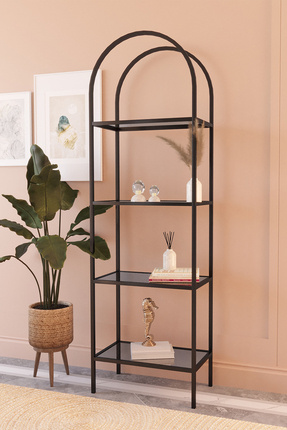 Dekoport İdil Kitaplık Kahve Köşesi Metal Mutfak Rafı Aksesuar Rafı 47 cm Siy...