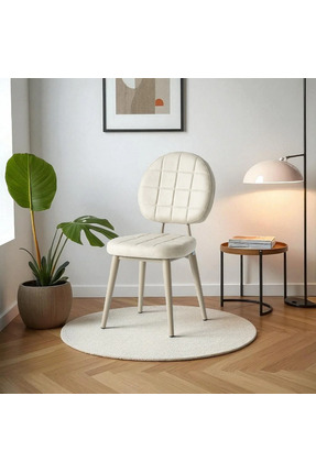 DENGEMA Palermo S25 Sandalye – Krem Kumaş, Kapuçino Metal Ayak