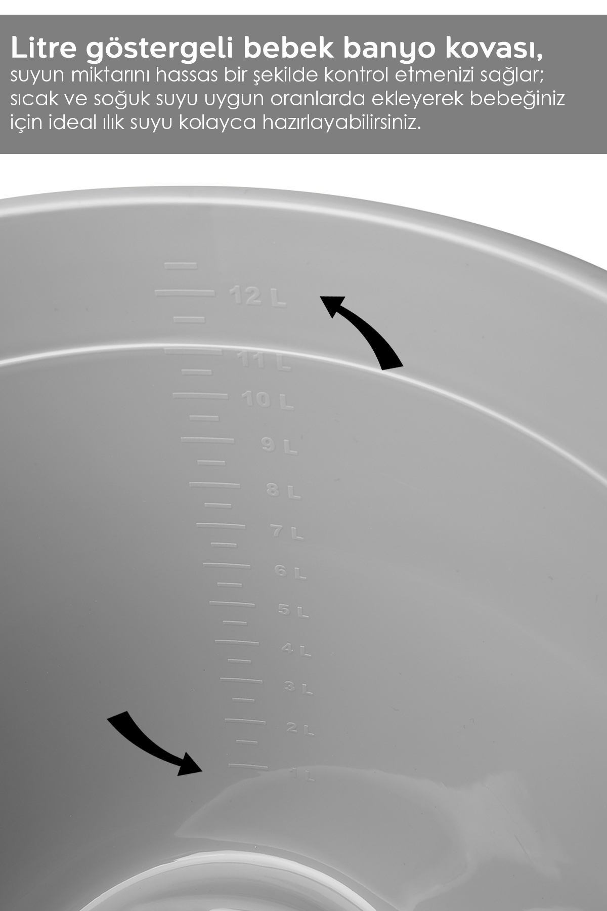 Meleni Baby 2'li Bebek Banyo Seti - Figürlü Banyo Su Kovası - Maşrapa - Gri fotoğrafı 2 (önizleme)