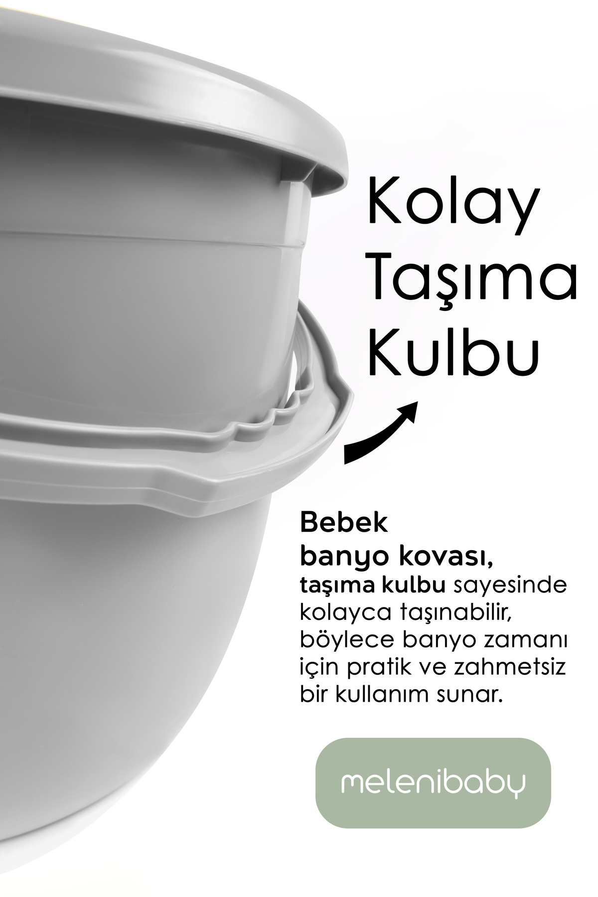 Meleni Baby 2'li Bebek Banyo Seti - Figürlü Banyo Su Kovası - Maşrapa - Gri fotoğrafı 4 (önizleme)