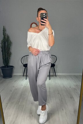 lady special Modal Kumaş Paçası Pens Detaylı Şalvar Pantolon