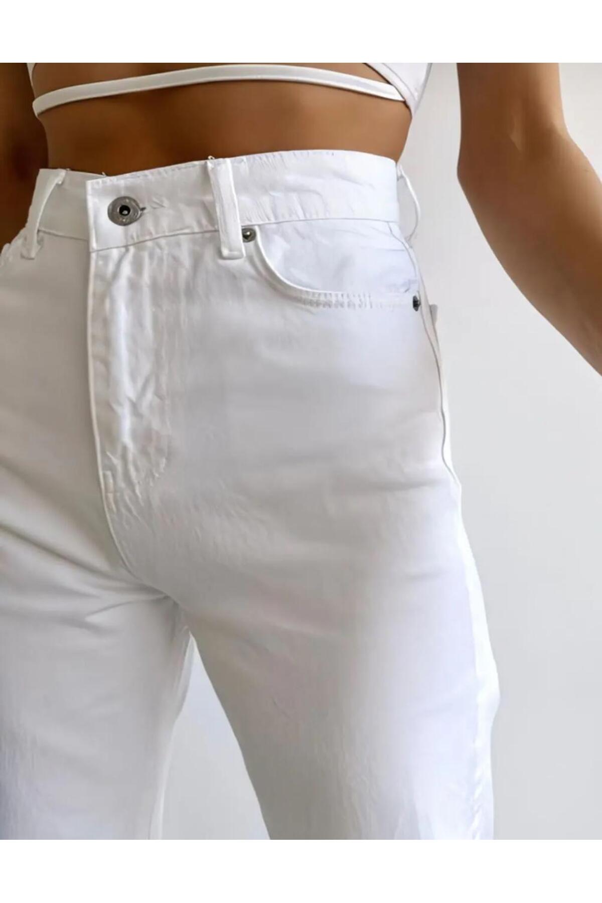 Genel Markalar  NEW SEASON YÜKSEKBEL WİDE LEG PALAZZO KADIN JEAN PANTOLON - Görsel 4