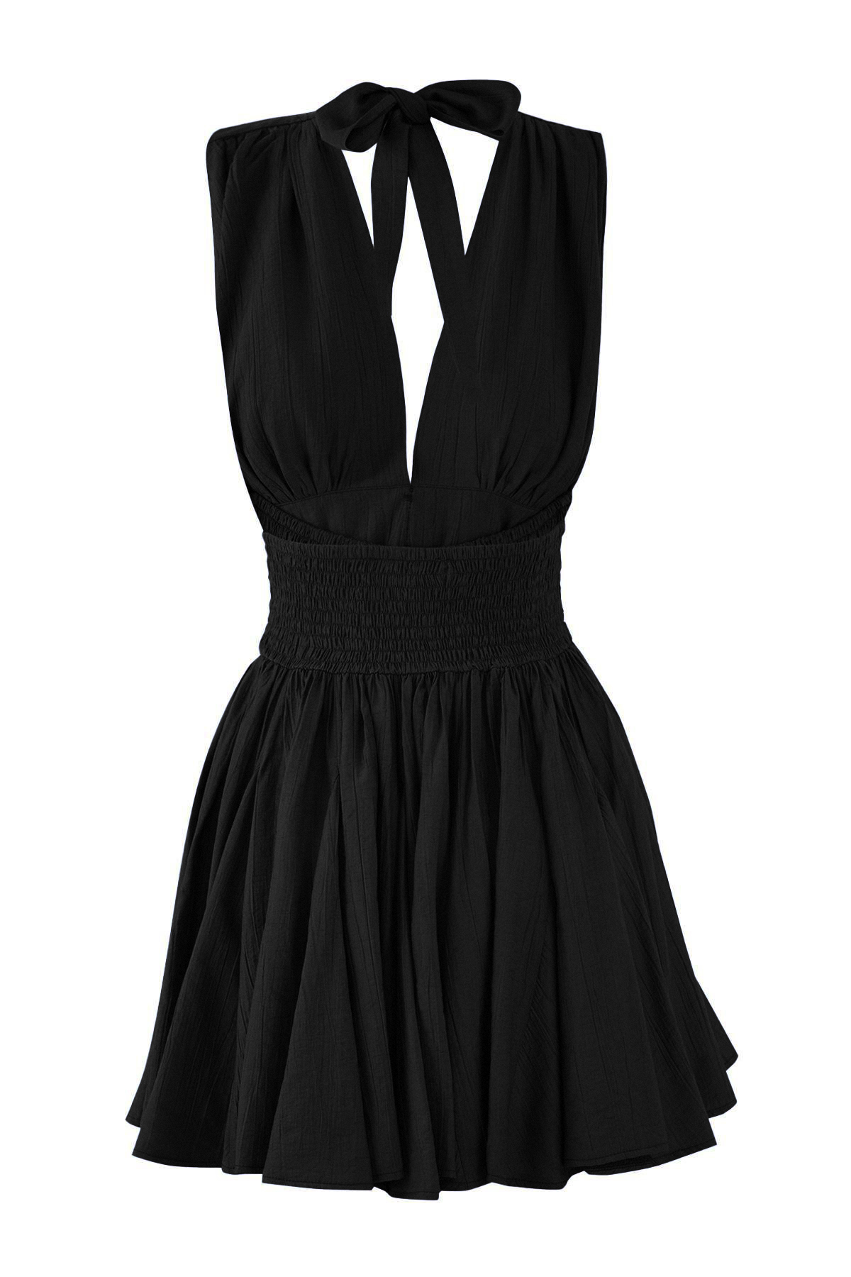 Trendyolmilla  Siyah Belden Açılan/Skater Düşme Detaylı Şifon Kısa/Mini Elbise TPRSS25EL00319 - Görsel 6