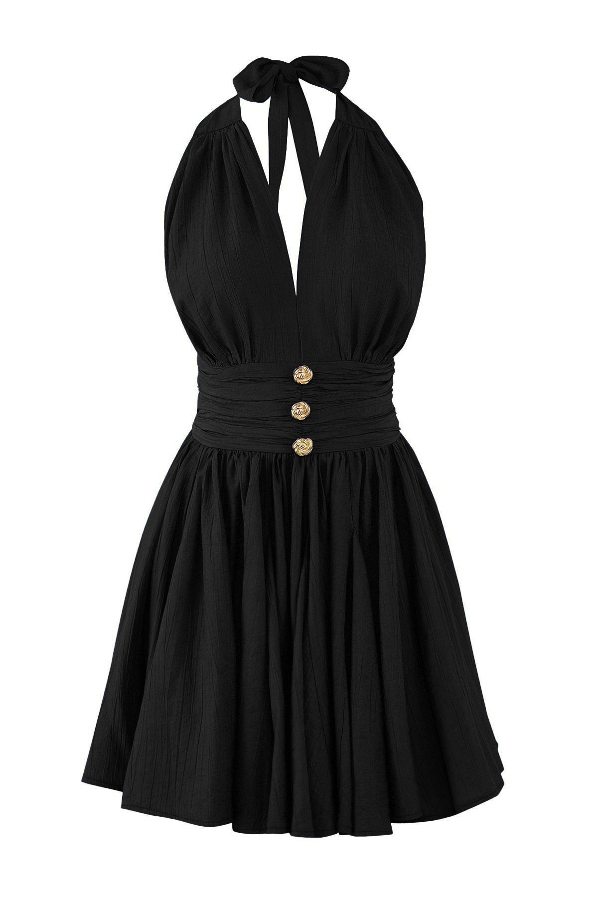 Trendyolmilla  Siyah Belden Açılan/Skater Düşme Detaylı Şifon Kısa/Mini Elbise TPRSS25EL00319 - Görsel 5