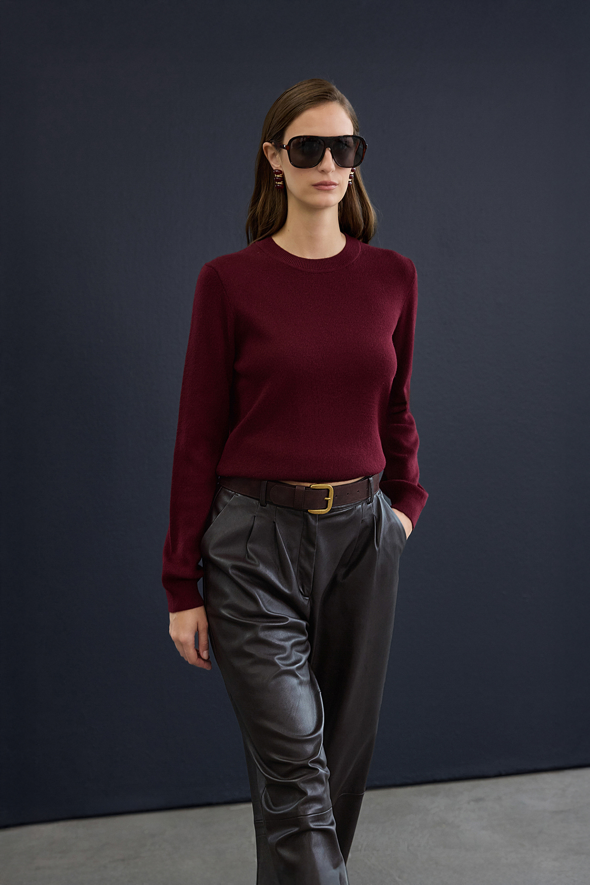 Trendyolmilla  Trendyol Studio Bordo Yünlü Bisiklet Yaka Yumuşak Dokulu Triko Kazak TWOAW26KZ00250