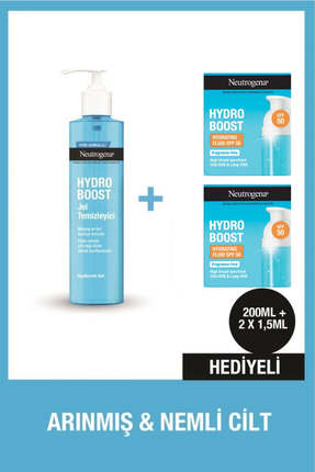 Neutrogena Hydro Boost Jel Temizleyici Parfümlü 200ml + SPF 50 Hediye