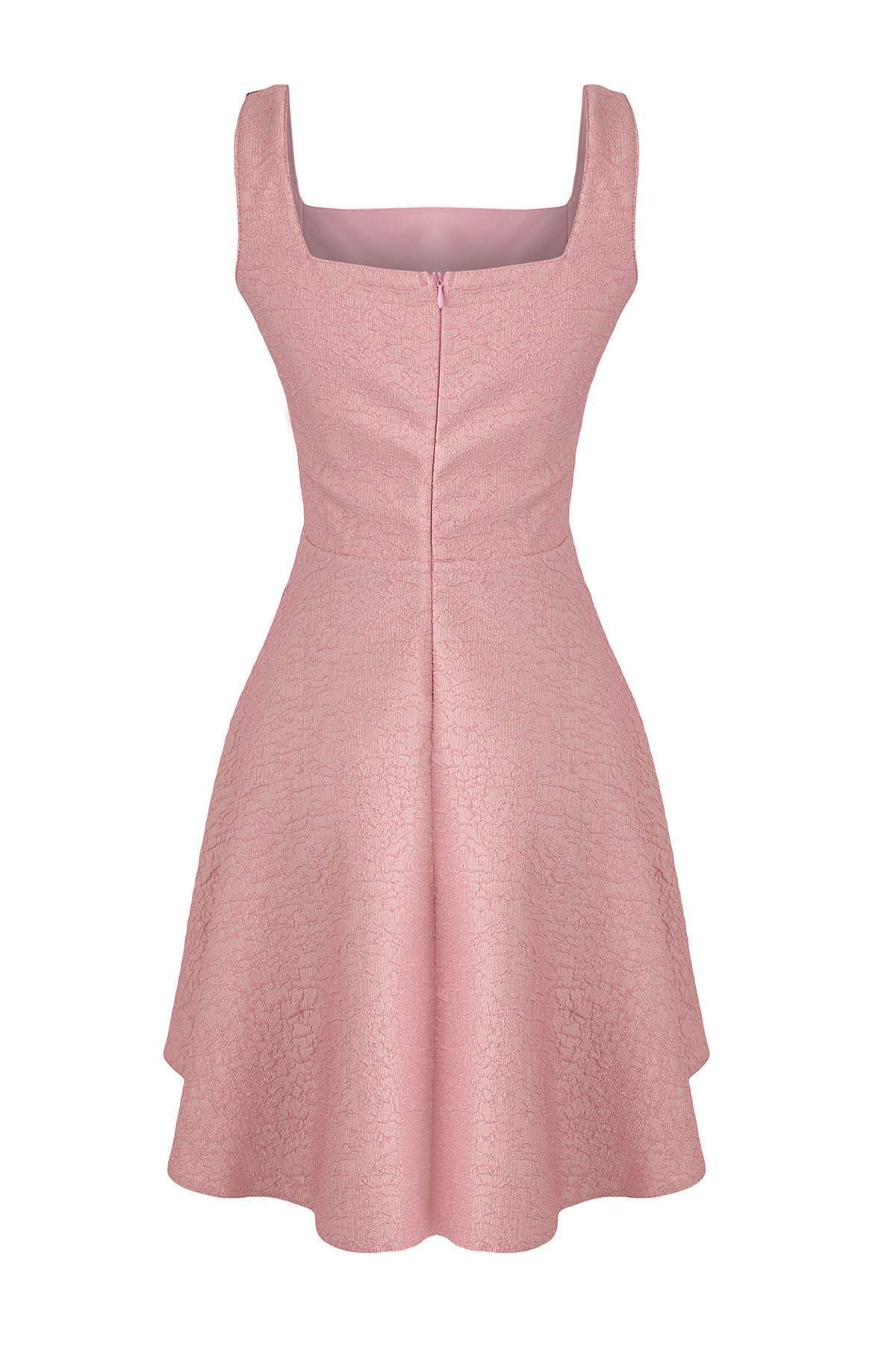 Trendyolmilla  Pembe A Kesim Jakar Mini Şık Gece Mezuniyet Elbisesi TPRSS25EL00311 - Görsel 6