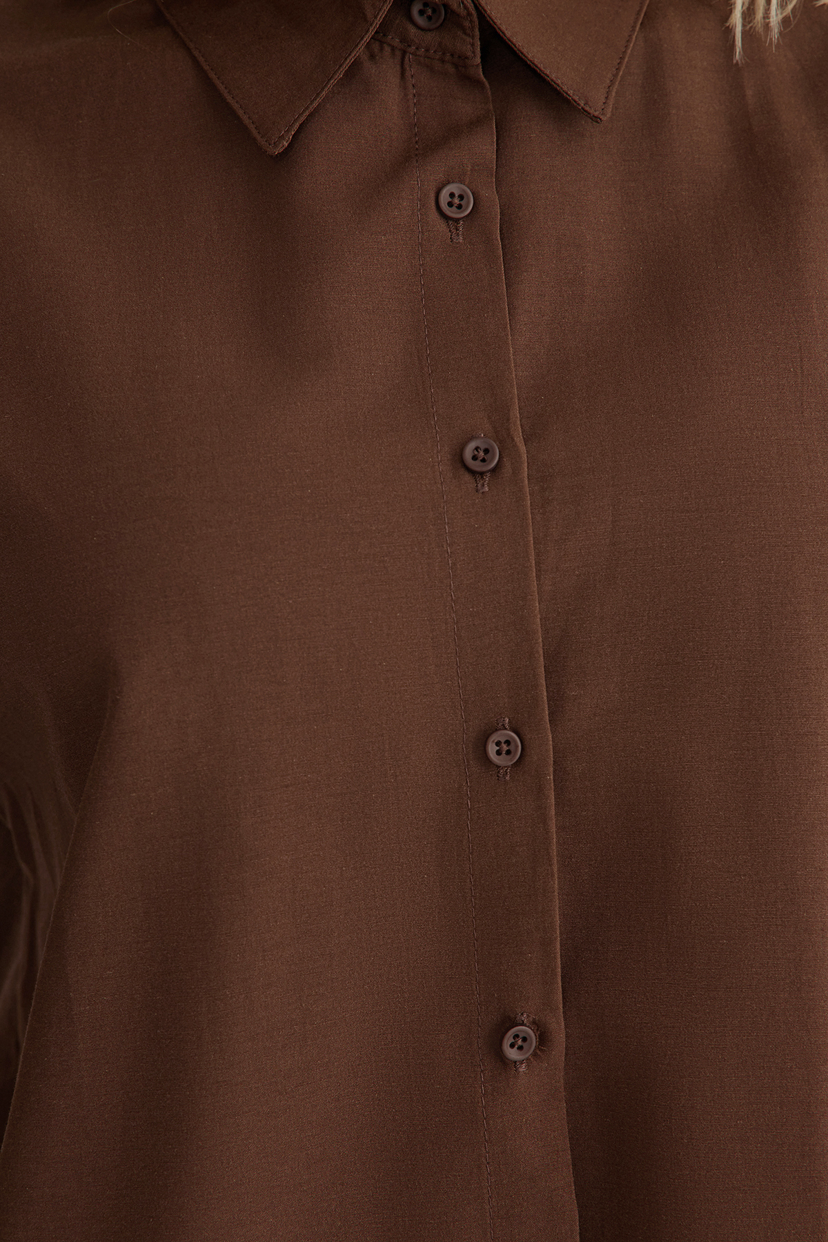 Trendyolmilla  Kahverengi Regular Normal Kalıp Dokuma Gömlek TWOSS25GO00095 - Görsel 3