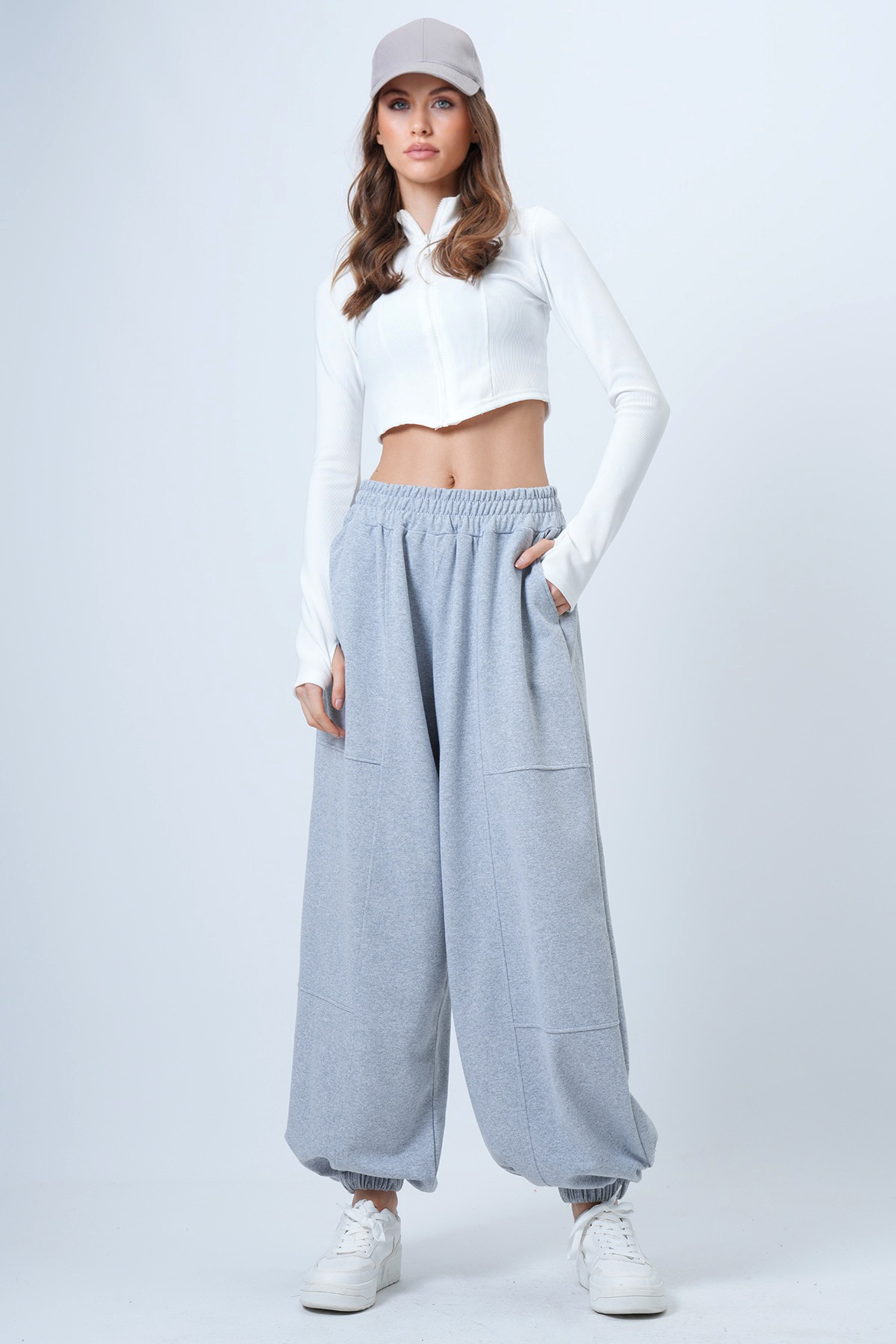 Trend Alaçatı Stili  Grimelanj Çift Cepli Dikiş Detaylı Jogger Pantolon ALC-X14655 - Görsel 3