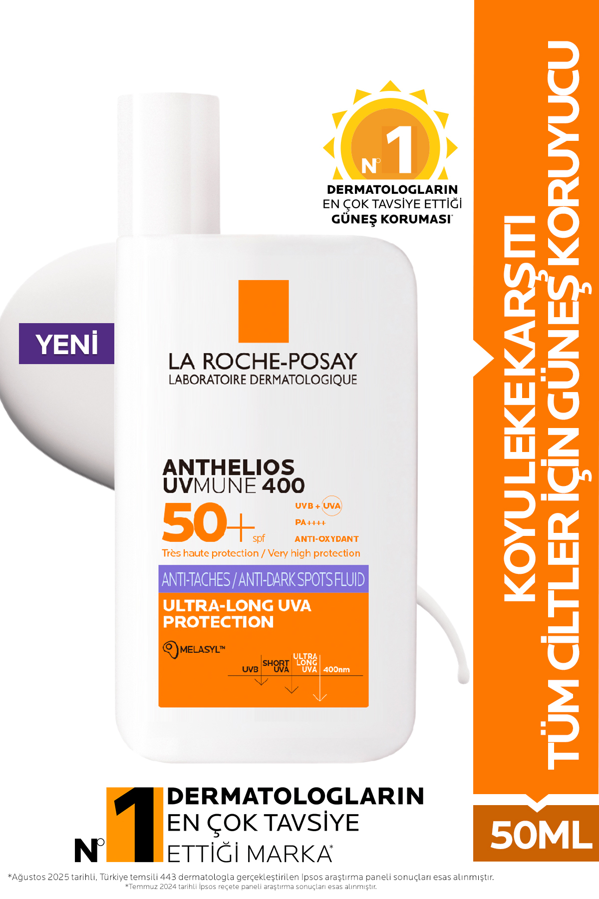 La Roche Posay Anthelios Uvmune 400 Anti-dark Spots Fluid Koyu Leke Karşıtı Spf50 Yüz Güneş Kremi 50 ml