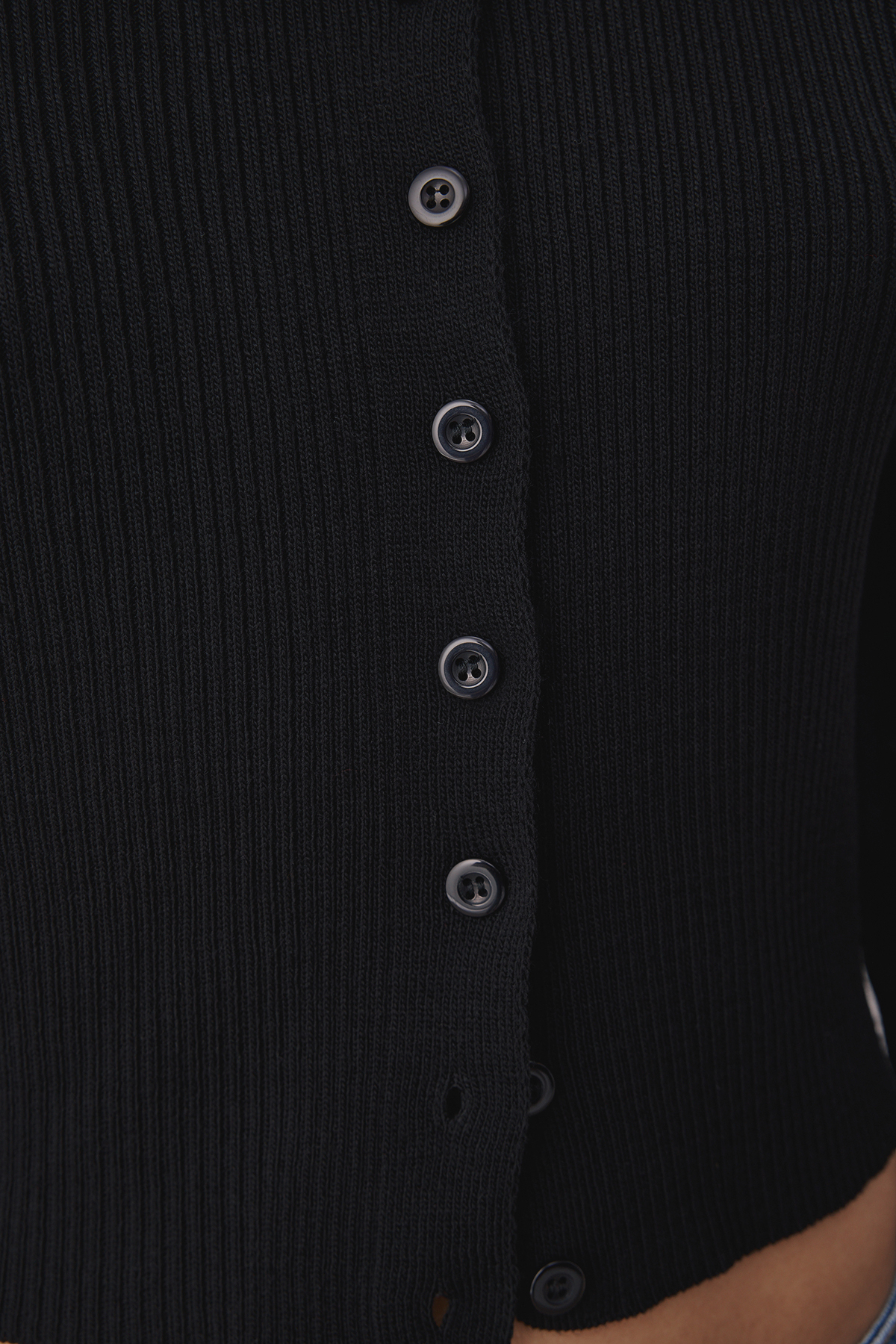 Trendyolmilla  Siyah*001-Ekru Crop Renk Bloklu-Düz İkili Paket Triko Hırka TWOAW26HI00127 - Görsel 3